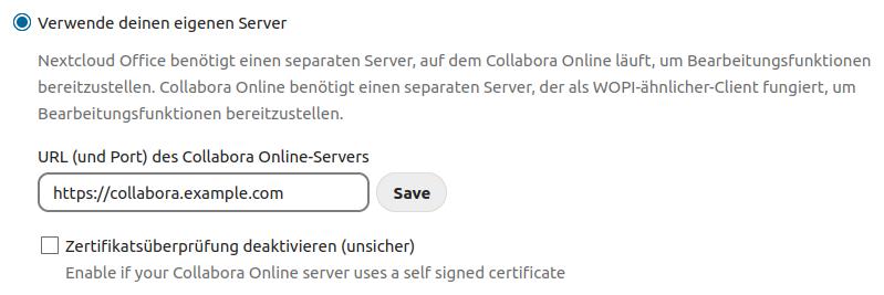 Konfiguration von Collabora in Nextcloud